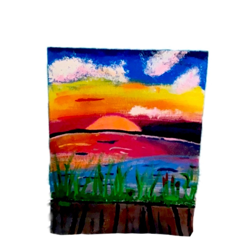 Sunset Beach Painting Canvas. Hand Made wall decor
